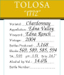 Tolosa Winery 1772 Ranch Chardonnay 2004  Front Label