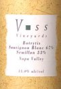 Voss Vineyards Sauvignon Blanc / Semillon Botrytis (half-bottle) 2001 Front Label
