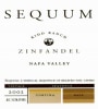 Sequum Kidd Ranch Zinfandel 2002 Front Label