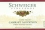 Schweiger Vineyards Cabernet Sauvignon 1999 Front Label