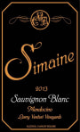 Simaine Cellars Larry Venturi Sauvignon Blanc 2013 Front Label