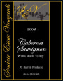 Sinclair Estate Vineyards Cabernet Sauvignon 2008 Front Label