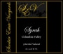 Sinclair Estate Vineyards Syrah 2012 Front Label
