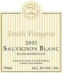 Zenith Vineyards Sauvignon Blanc 2002 Front Label