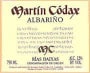 Martin Codax Albarino 2002 Front Label