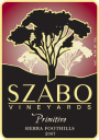Szabo Vineyards Primitivo 2007 Front Label