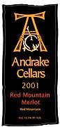 Andrake Red Mountain Merlot 2001 Front Label
