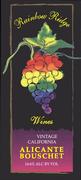 Rainbow Ridge Wines Alicante Bouschet 2001 Front Label
