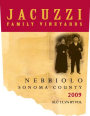 Jacuzzi Nebbiolo 2009  Front Label