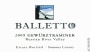 Balletto Winery Gewurztraminer 2009 Front Label