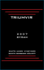 Triumvir White Hawk Vineyard Syrah 2007 Front Label