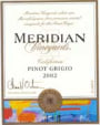 Meridian Pinot Grigio 2002 Front Label
