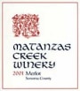 Matanzas Creek Sonoma County Merlot 2001 Front Label