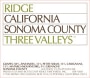 Ridge Three Valleys Red 2001 Front Label