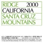 Ridge Santa Cruz Mountains 2000 Front Label