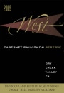 West Wines Reserve Cabernet Sauvignon 2005 Front Label