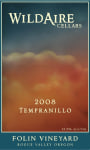 WildAire Tempranillo 2008 Front Label