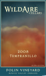 WildAire Folin Vineyard Tempranillo 2008 Front Label