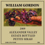 William Gordon Winery Petite Sirah 2009 Front Label