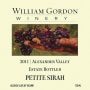 William Gordon Winery Petite Sirah 2011 Front Label