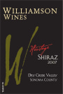 Williamson Wines Heritage Shiraz 2007 Front Label