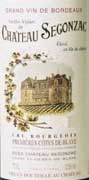 Chateau Segonzac Premiers Cotes de Blaye 2001 Front Label