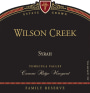 Wilson Creek Winery & Vineyards Family Reserve Syrah 2012 Front Label