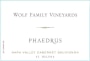 Wolf Family Vineyards Phaedrus Cabernet Sauvignon 2012 Front Label