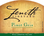 Zenith Vineyards Pinot Gris 2014 Front Label
