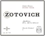 Zotovich Cellars Estate Reserve Pinot Noir 2012 Front Label