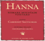 Hanna Bismark Mountain Vineyard Cabernet Sauvignon 2000 Front Label
