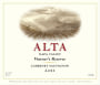 Alta Reserve Cabernet Sauvignon 2011 Front Label