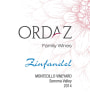 Ordaz Family Wines Montecillo Vineyard Zinfandel 2014 Front Label