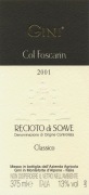 Gini Col Foscarin Recioto di Soave Classico 2001 Front Label