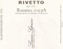 Rivetto Lirano Soprano Barbera D'Asti 2007 Front Label