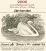 Joseph Swan Lone Redwood Ranch Zinfandel 2000 Front Label