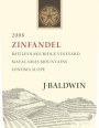 J. Baldwin Wines Rattlesnake Ridge Vineyard Mayacamas Mountains Zinfandel 2008  Front Label