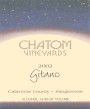 Chatom Gitano Sangiovese 2002 Front Label