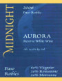 Midnight Cellars Winery Aurora Reserve 2006 Front Label