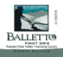 Balletto Winery Pinot Gris 2007 Front Label
