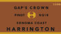 Harrington Gap's Crown Vineyard Pinot Noir 2008  Front Label