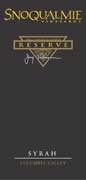 Snoqualmie Reserve Syrah 2001 Front Label