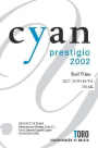 Bodega Cyan Prestigio Toro 2002 Front Label