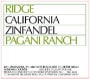 Ridge Pagani Ranch Zinfandel 2001 Front Label