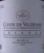 Bodegas Valdemar Conde de Valdemar Crianza 2000 Front Label