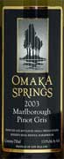 Omaka Springs Pinot Gris 2003 Front Label