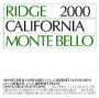Ridge Monte Bello (375ML half-bottle) 2000 Front Label
