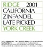 Ridge York Creek Zinfandel 2001 Front Label