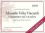 Alexander Valley Vineyards Cabernet Sauvignon (375ML half-bottle) 2001 Front Label