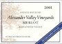 Alexander Valley Vineyards Merlot (half-bottle) 2001 Front Label